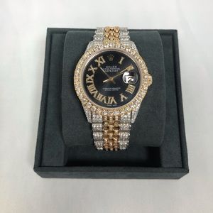 Rolex datejust 36mm set with 10carat vvs diamonds